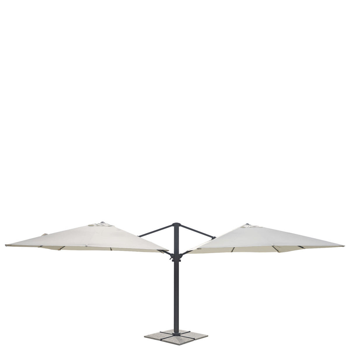 Ombrellone doppio quadrato 3x3 metri con palo centrale in alluminio per grandi spazi.