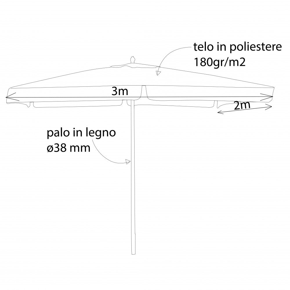 Cosma Ombrellone Rettangolare con Struttura in Legno