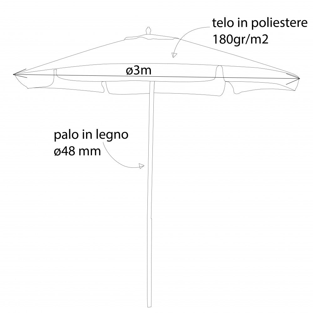 Cosma Ombrellone Con Palo In Legno