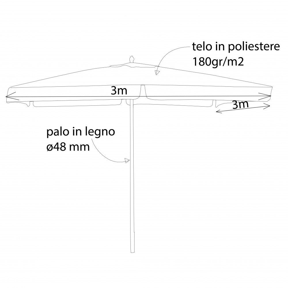 Cosma Ombrellone Quadrato Con Palo In Legno