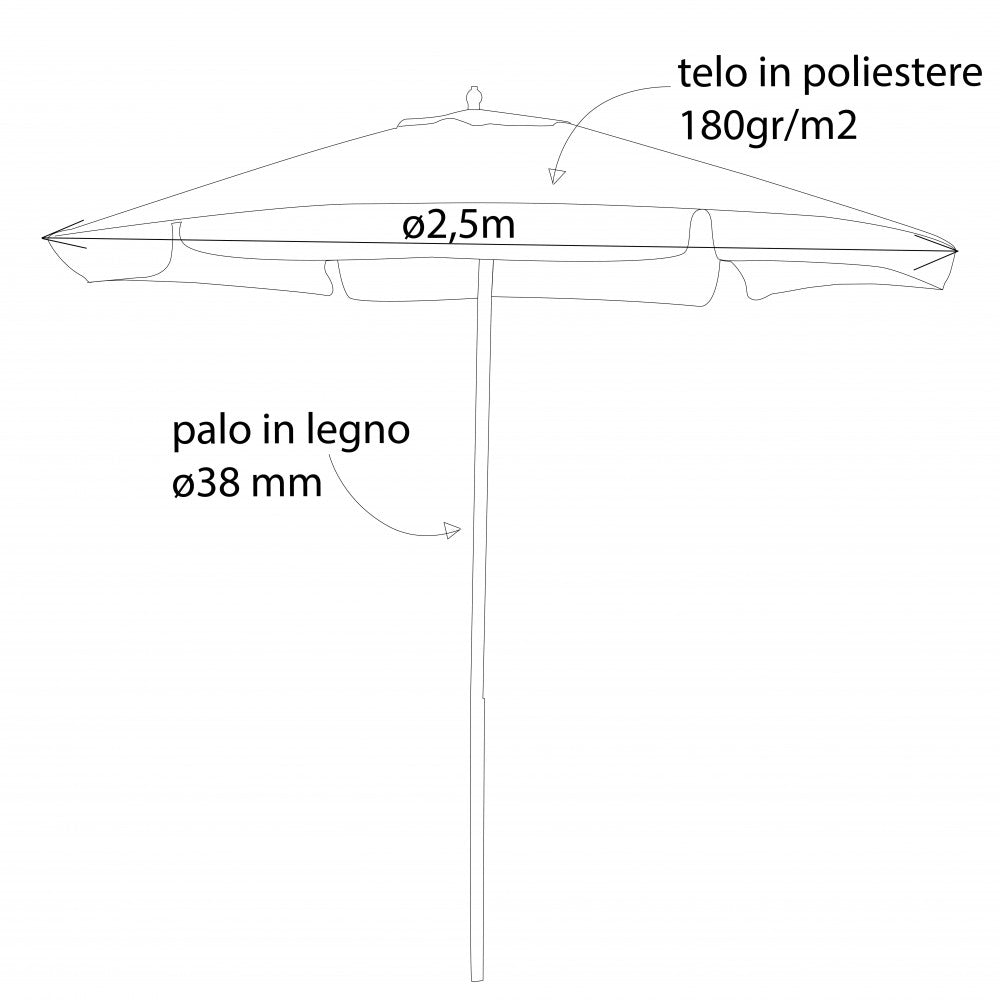 Ombrellone fantasy verde scuro 2.5 metri con palo offset.