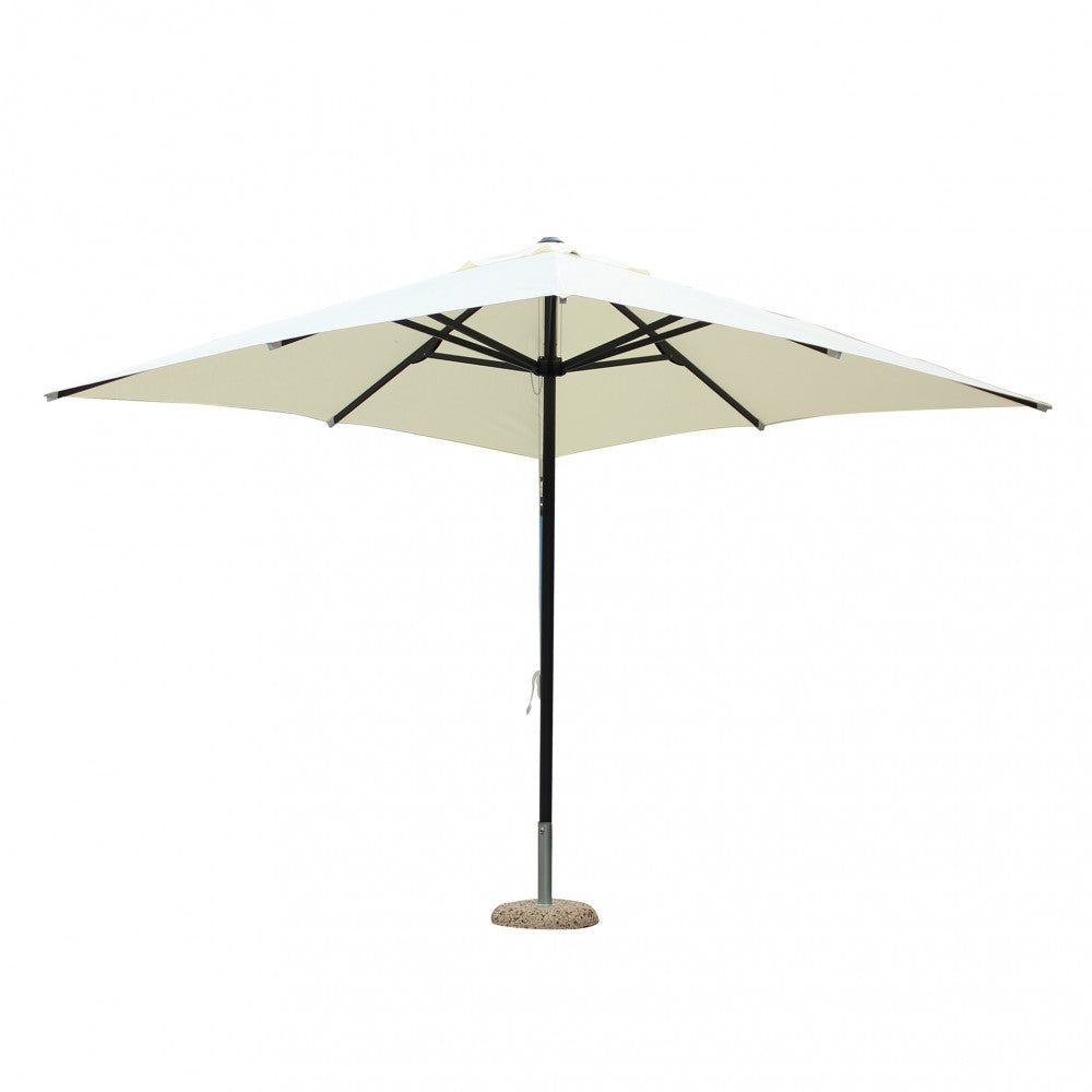 Ombrellone quadrato 3x3 metri con palo centrale nero e telo beige