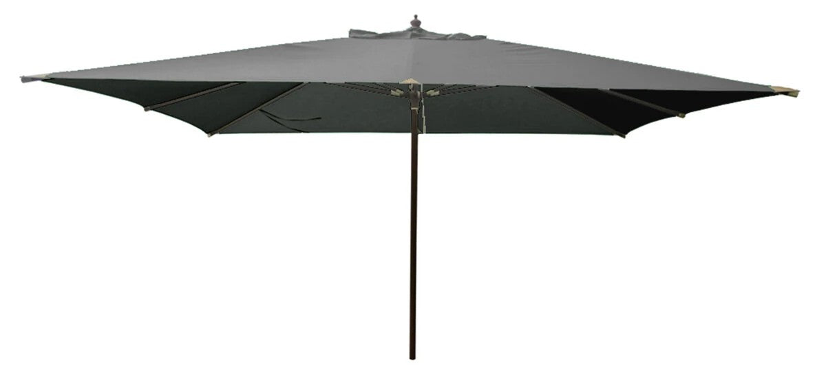 Ombrellone rettangolare 3x4 metri in legno con telo ecrù e palo laterale