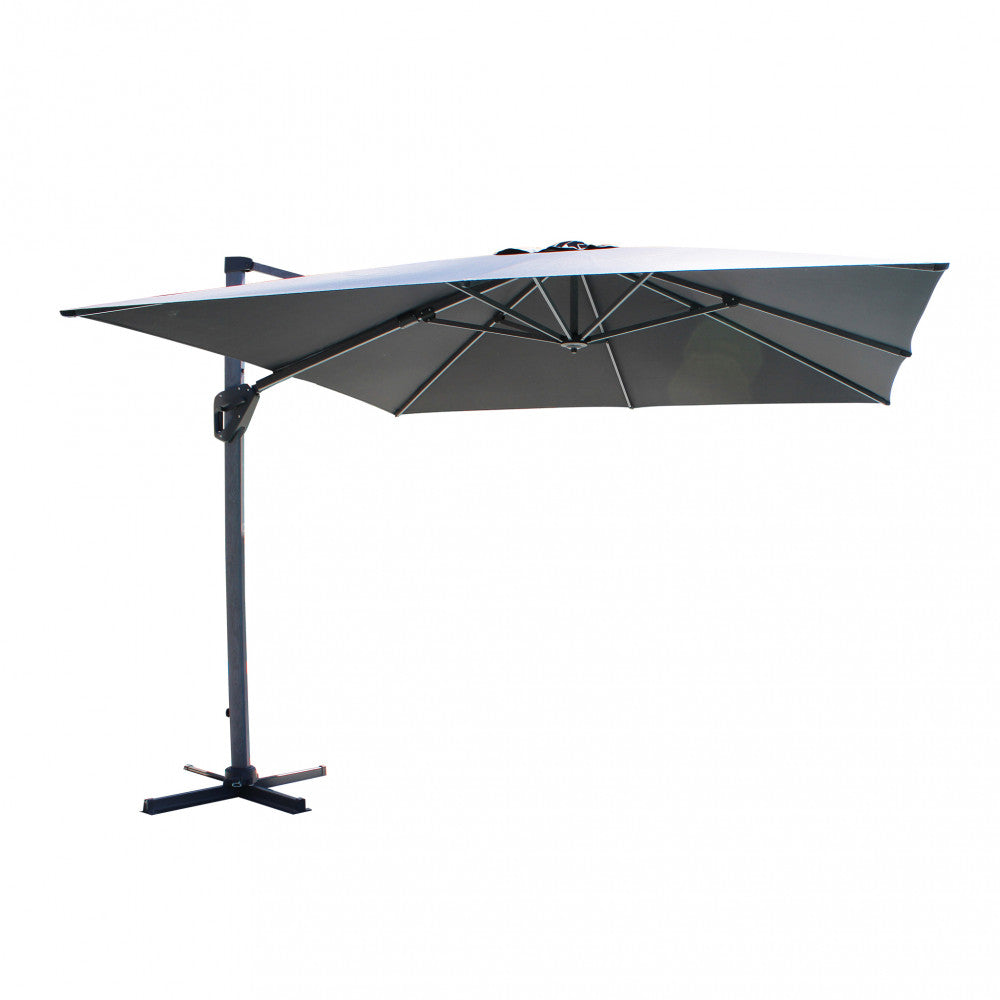 Ombrellone da giardino grigio con palo laterale design legno.