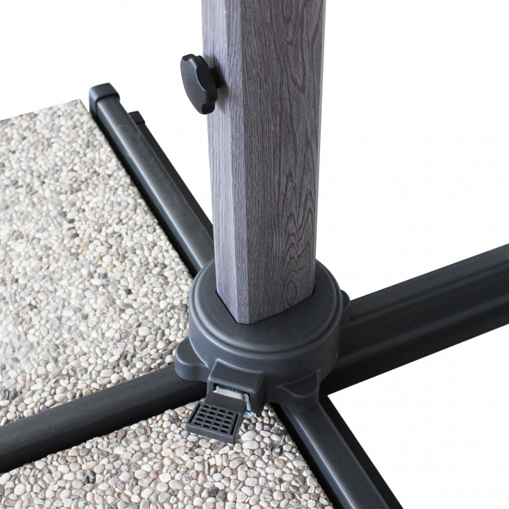 Ombrellone rettangolare 3x4 metri grigio con palo laterale effetto legno