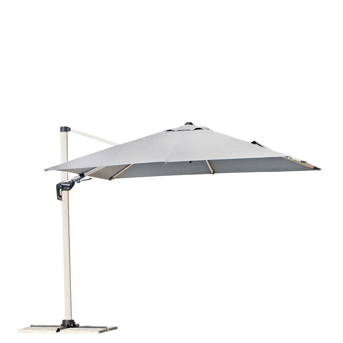 Ombrellone quadrato 3x3 metri con palo centrale effetto legno