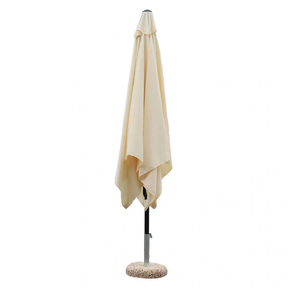 Ombrellone quadrato 3x3 metri con palo centrale nero e telo beige a5