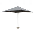 Ombrellone quadrato 3x3 metri con palo centrale nero e telo grigio.
