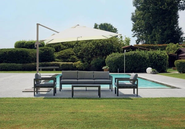 Ombrellone da giardino 300x300 cm in alluminio con telo tortora