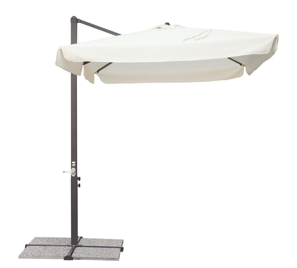 Ombrellone rettangolare 3x2 metri grigio con palo centrale in alluminio.