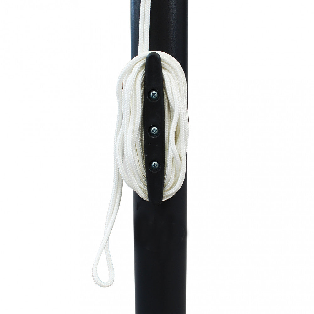 Ombrellone rettangolare 3x4 metri con palo centrale nero e telo beige a3