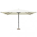 Ombrellone rettangolare 3x4 metri con palo centrale nero e telo beige.