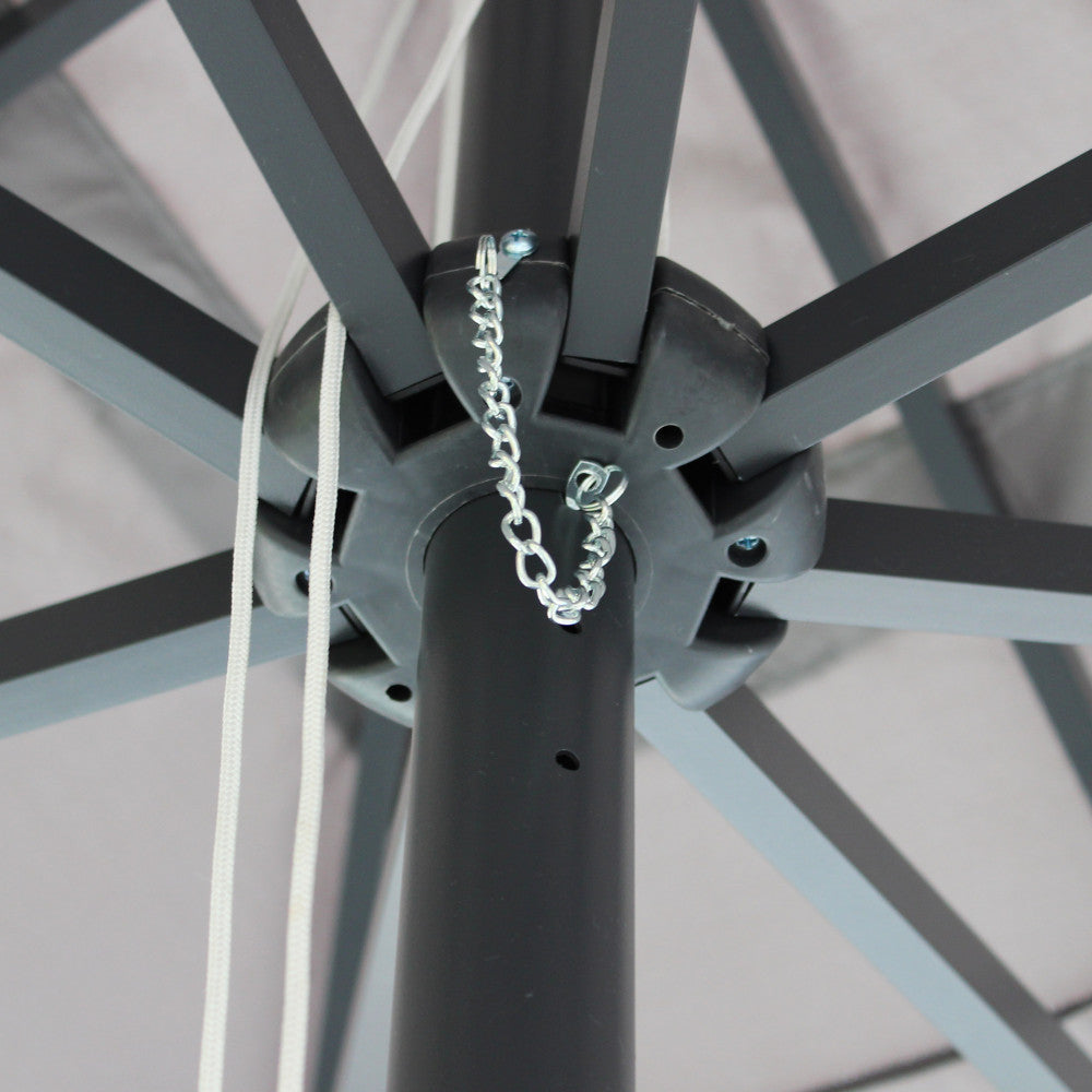 Ombrellone esterno rettangolare antivento colore grigio.