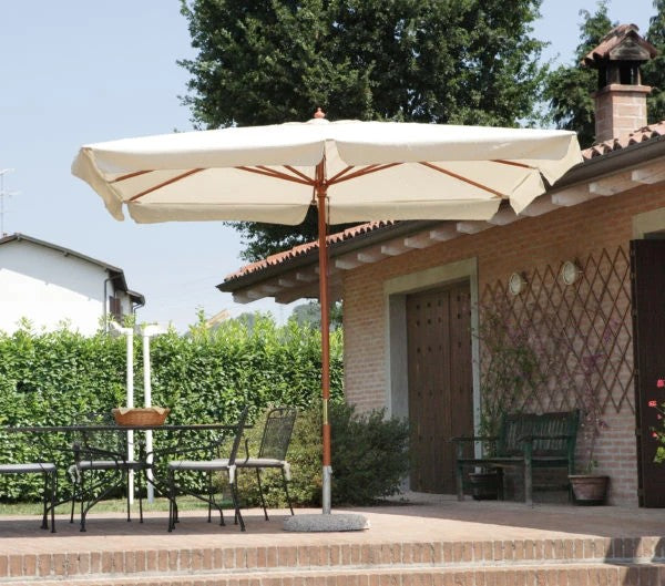 Ombrellone rettangolare 3x2 metri in legno naturale con telo beige