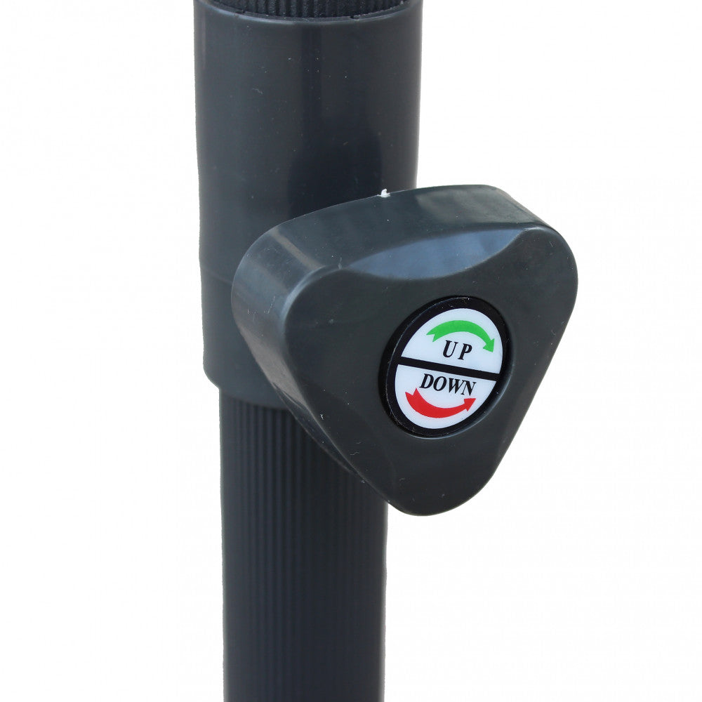 Ombrellone esterno rettangolare colore grigio e struttura nera.