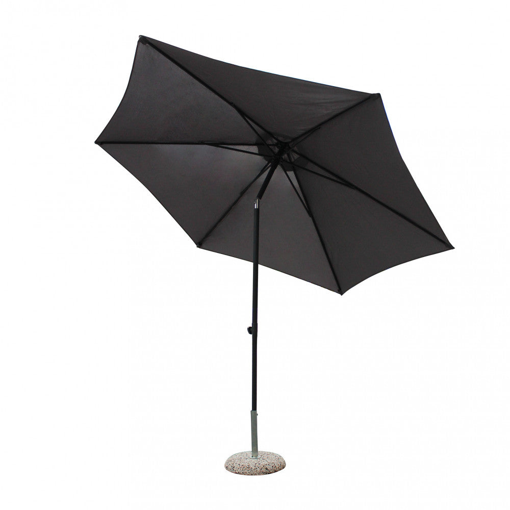 Ombrellone rotondo nero 3 metri con telo grigio.