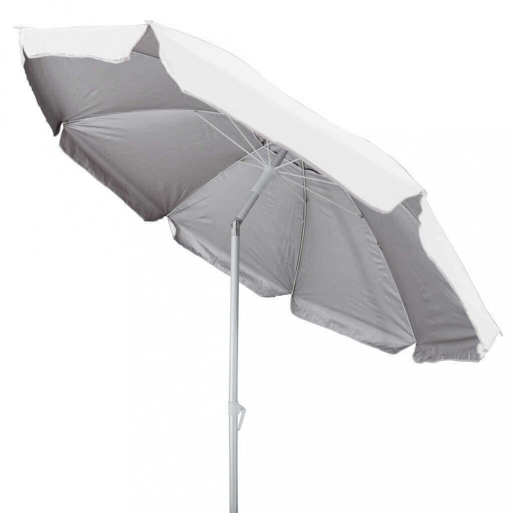 Ombrellone mare leggero in alluminio bianco diametro 2.2 metri