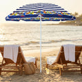 Ombrellone da spiaggia Cosma a righe bianche e blu
