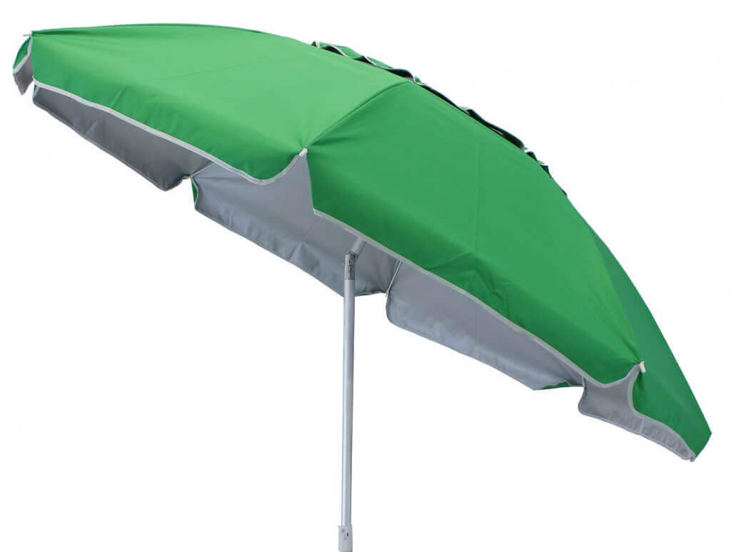 Ombrellone Cosma verde con interno argentato e piping bianco