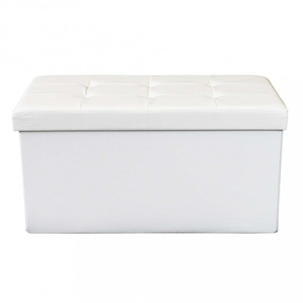 POUF CONTENITORE RETTANGOLARE IN ECOPELLE BIANCO