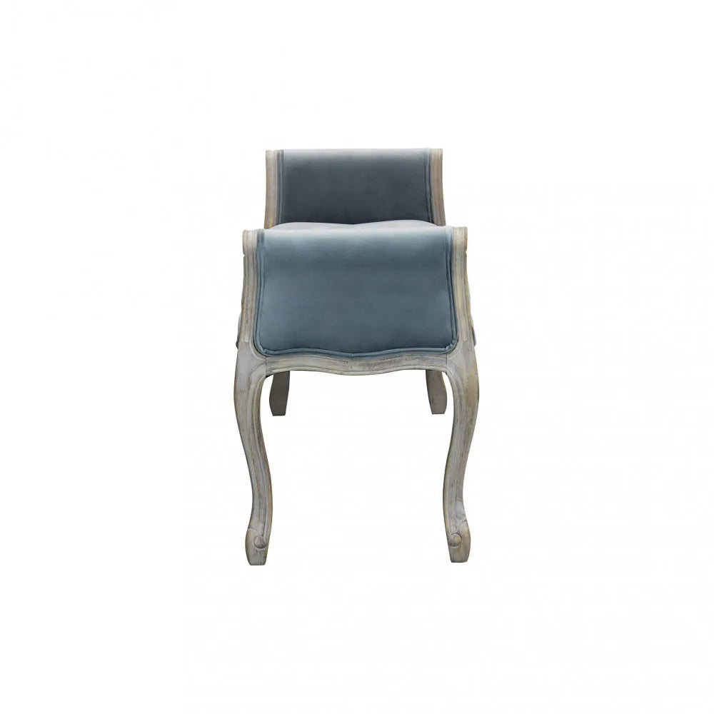 Panca imbottita Madelyn velluto grigio per fondo letto con struttura in legno vista profilo