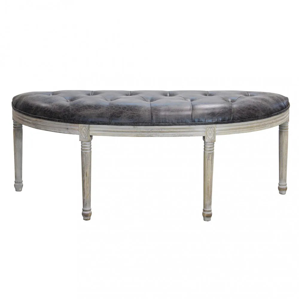 Seduta industrial Margi in ecopelle grigia effetto vintage 125cm vista frontale