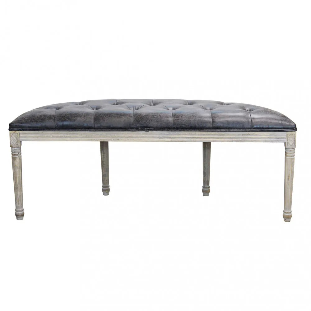 Panca imbottita Margi 125cm in ecopelle grigio vintage per fondo letto o salotto