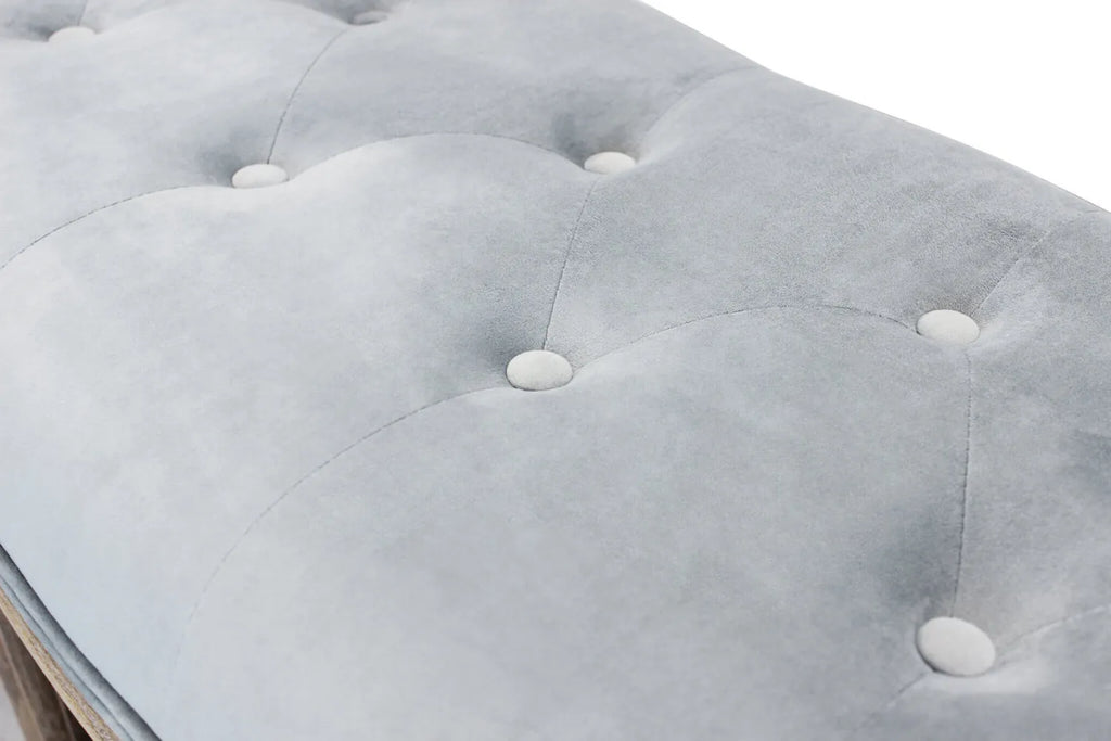 particolare imbottitura della Panca imbottita Margi velluto grigio 125cm per fondo letto o salotto con struttura in legno