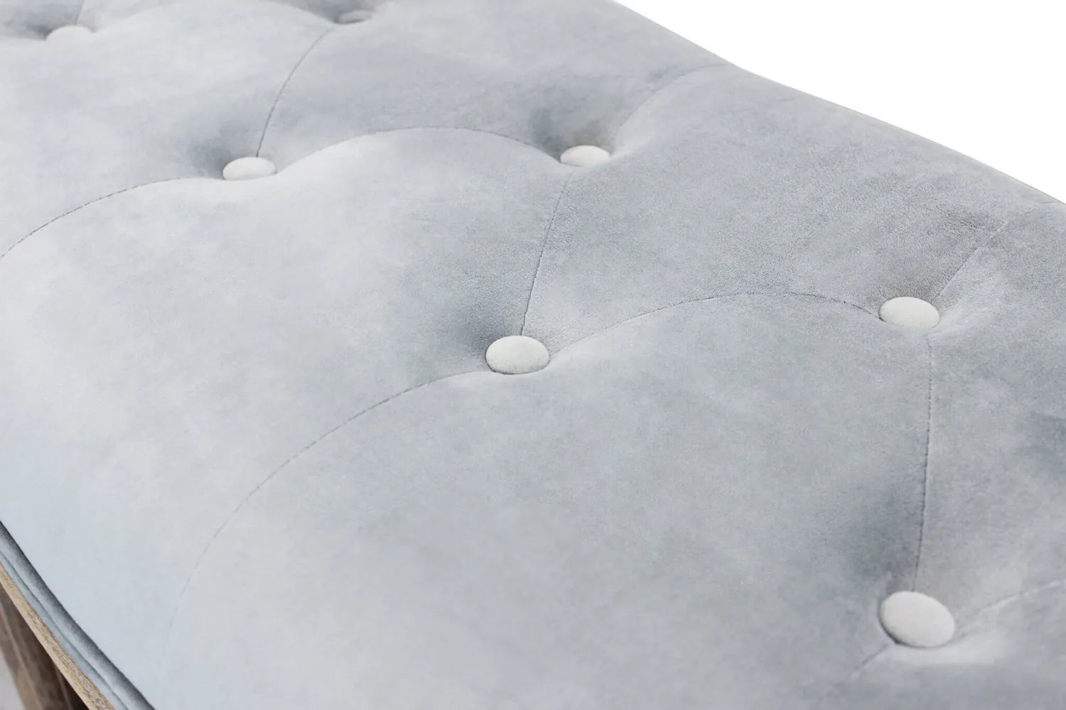 particolare imbottitura della Panca imbottita Margi velluto grigio 125cm per fondo letto o salotto con struttura in legno
