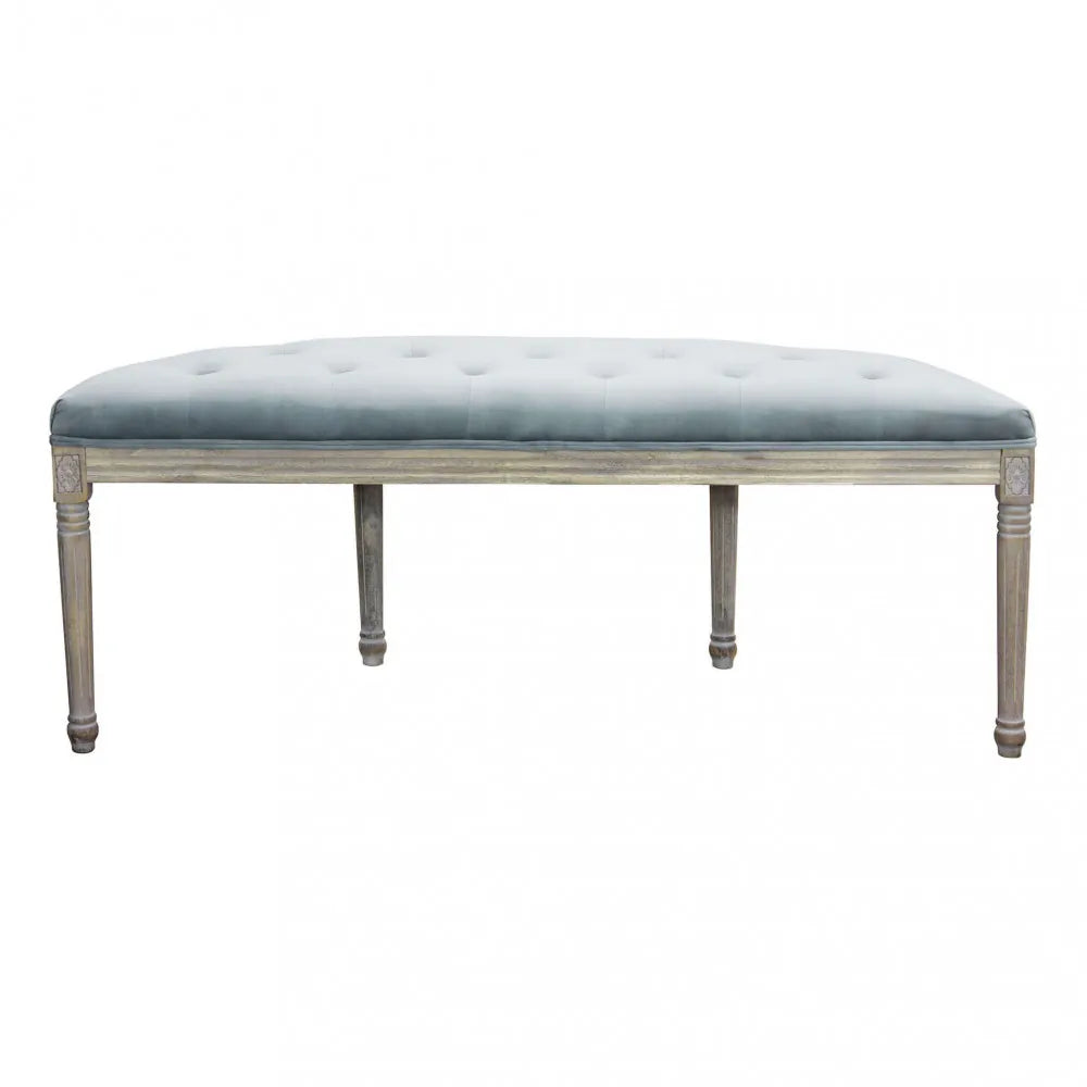 Panca imbottita Margi velluto grigio 125cm per fondo letto o salotto con struttura in legno vista retro