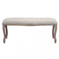 Panca da camera in tessuto beige 110 cm con struttura in legno