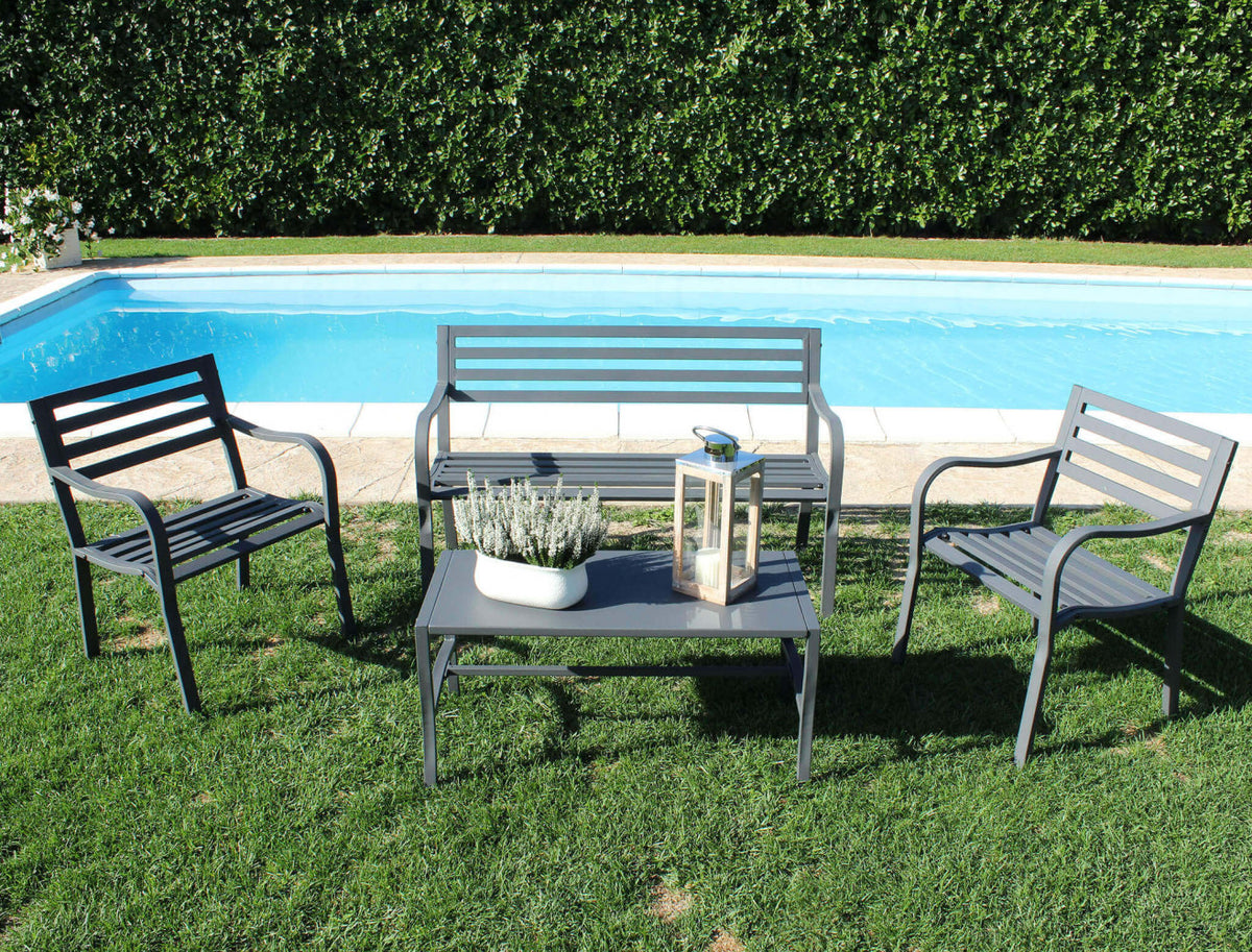 Panchina Chloe 2 Posti in Metallo Nero - FE802534-NERO - foto 4