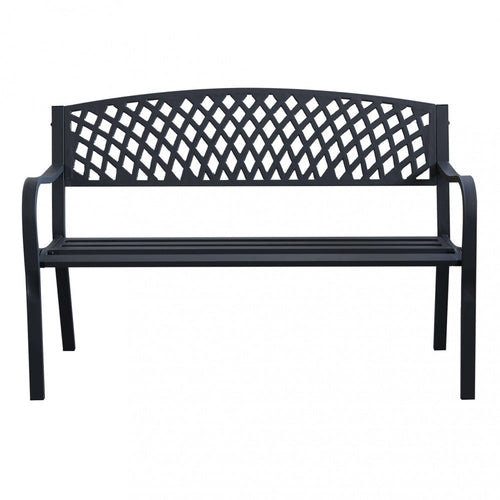 Panchina Montreal 2 P in acciaio verniciato a polvere colore antracite, posizionata in un ambiente esterno.