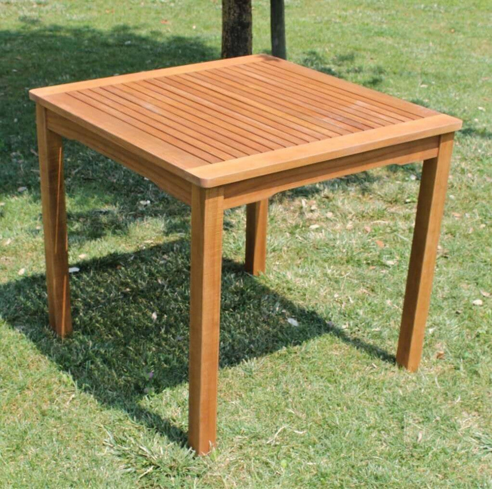 Panoramica Tavolo quadrato per esterni in legno di acacia, con design moderno e robusto, perfetto per balconi e terrazze | Albert Stock