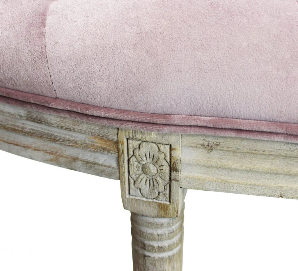 particolare intarsiato Panca imbottita Margi velluto rosa 125cm per fondo letto o salotto con struttura in legno
