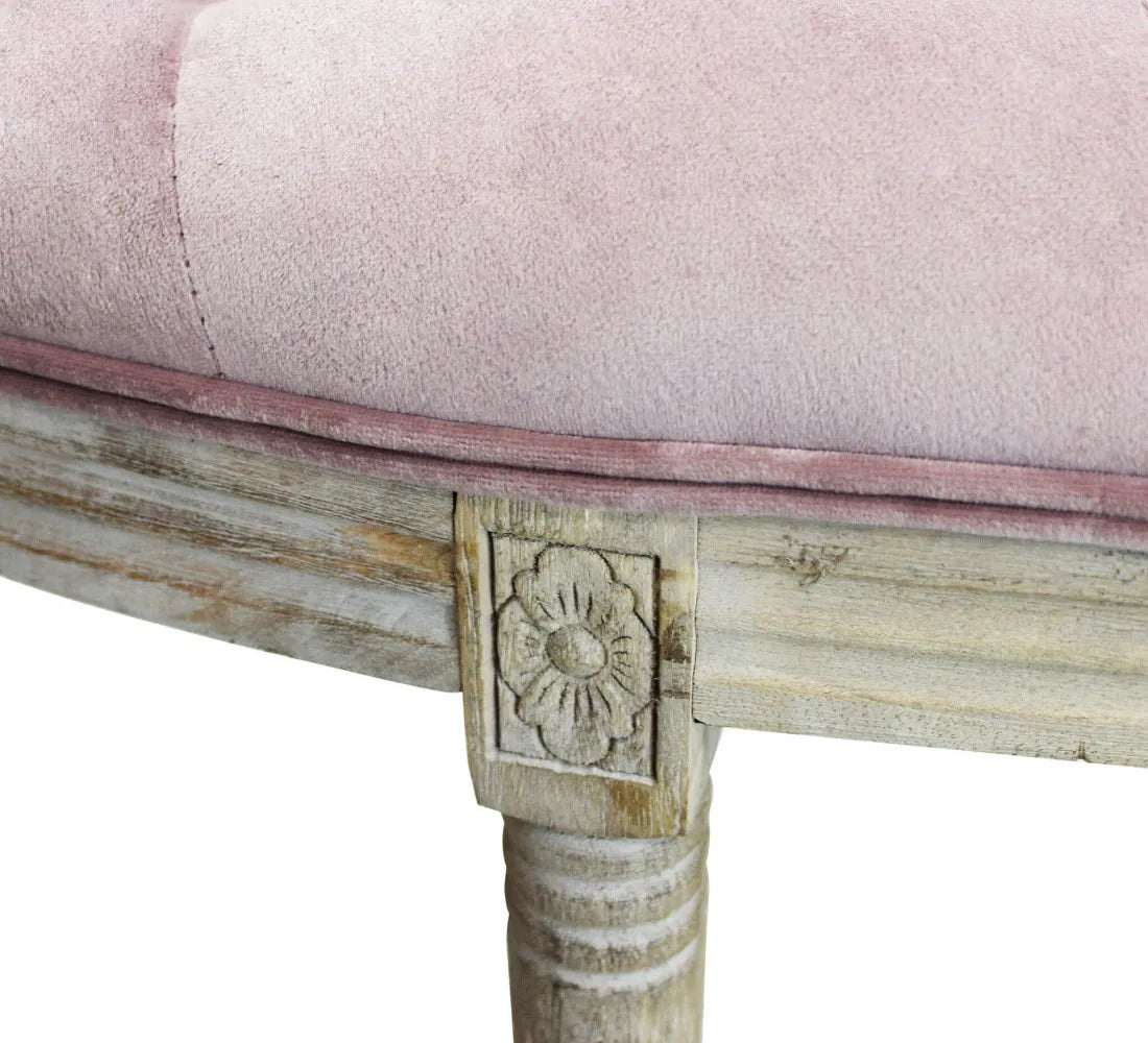 particolare intarsiato Panca imbottita Margi velluto rosa 125cm per fondo letto o salotto con struttura in legno