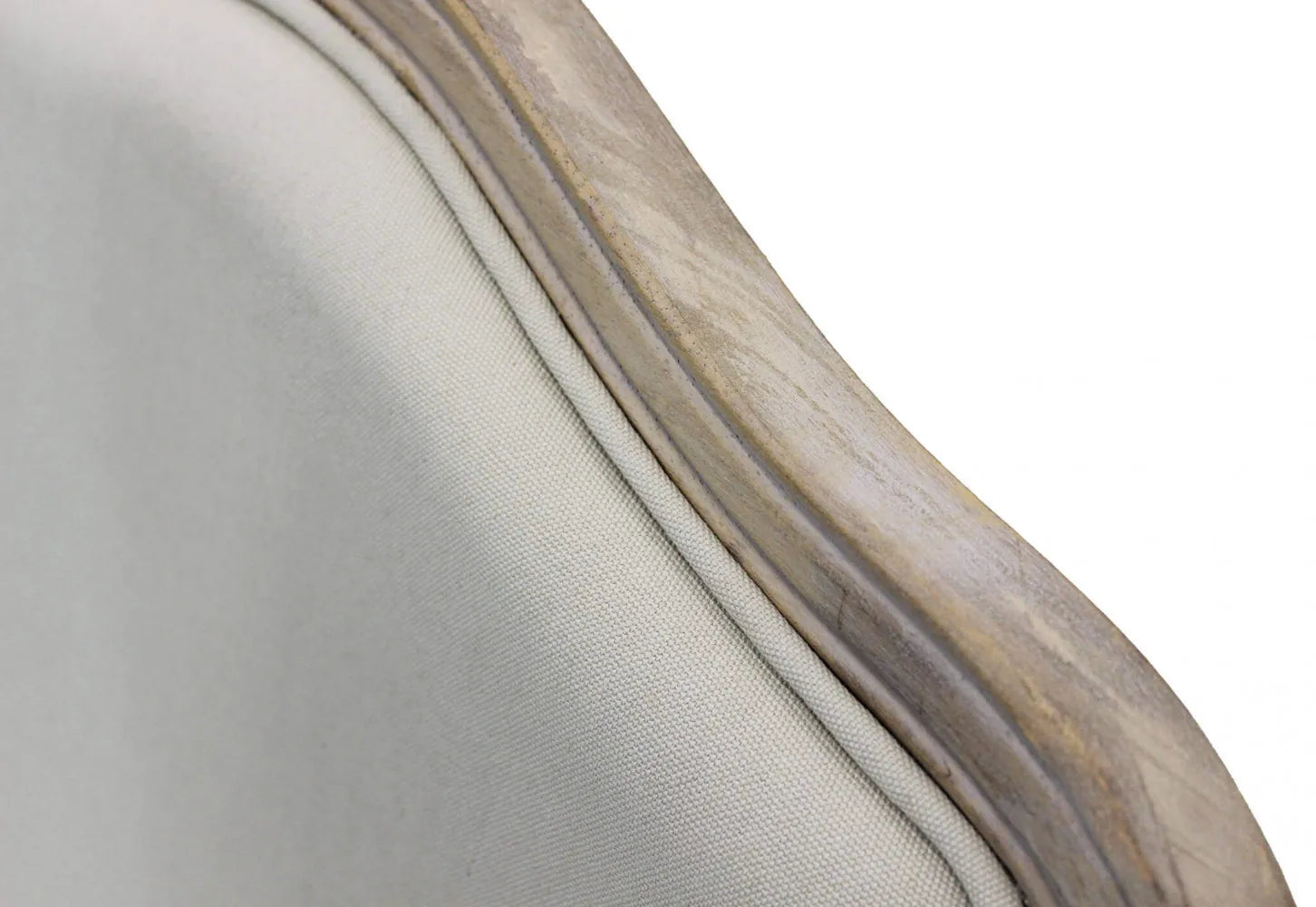 particolare schienale Poltrona Christy design vintage in tessuto bianco chiaro