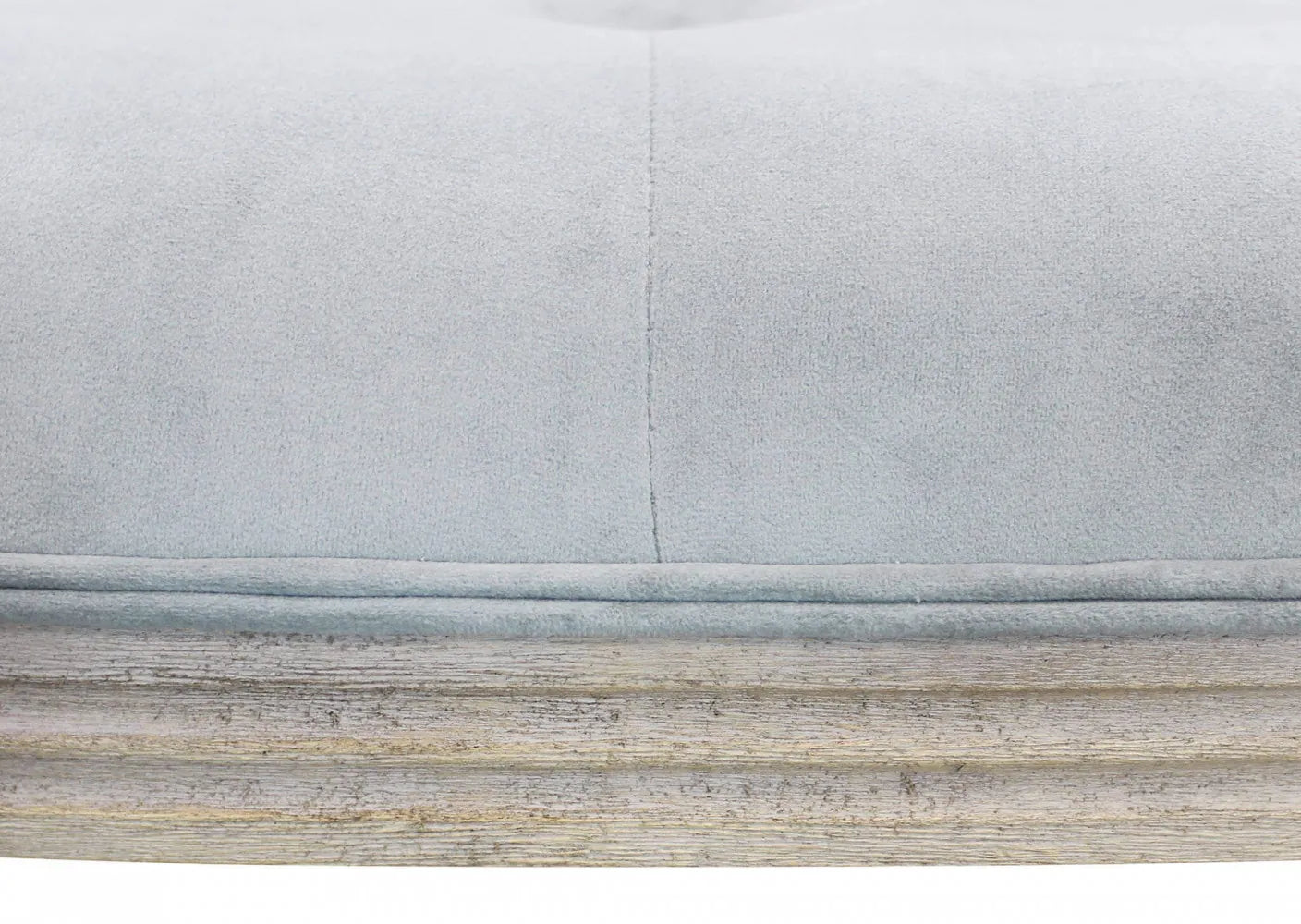 particolare della seduta della Panca imbottita Margi velluto grigio 125cm per fondo letto o salotto con struttura in legno