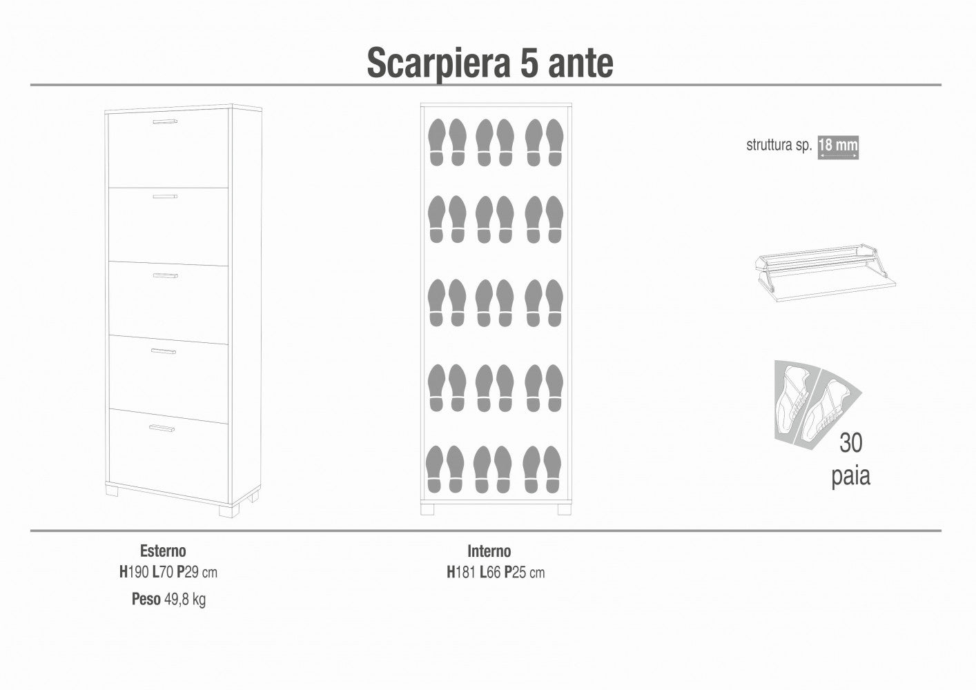 SCARPIERA 5 ANTE P.29 OSSIDO NERO E NOCE STELVIO