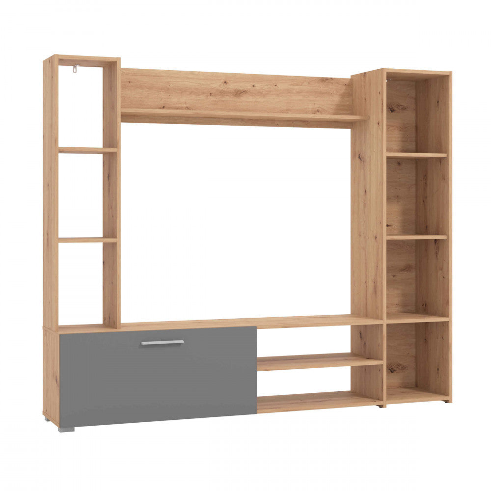 SOGGIORNO MATARO ROVERE ARTIGIANO E GRIGIO GRAFITE