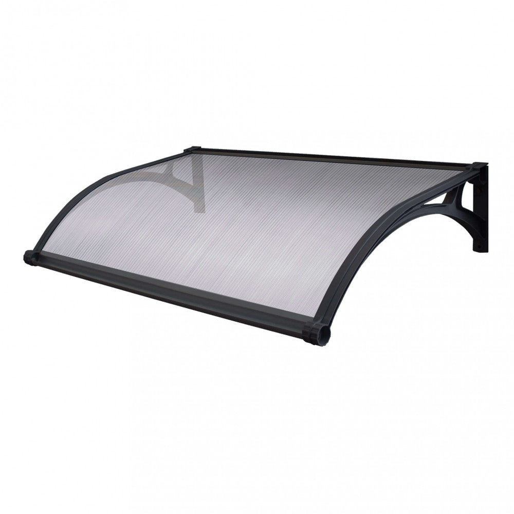 Pensilina Rainbow con LED e pannello solare, colore opaco, installata sopra un ingresso di casa