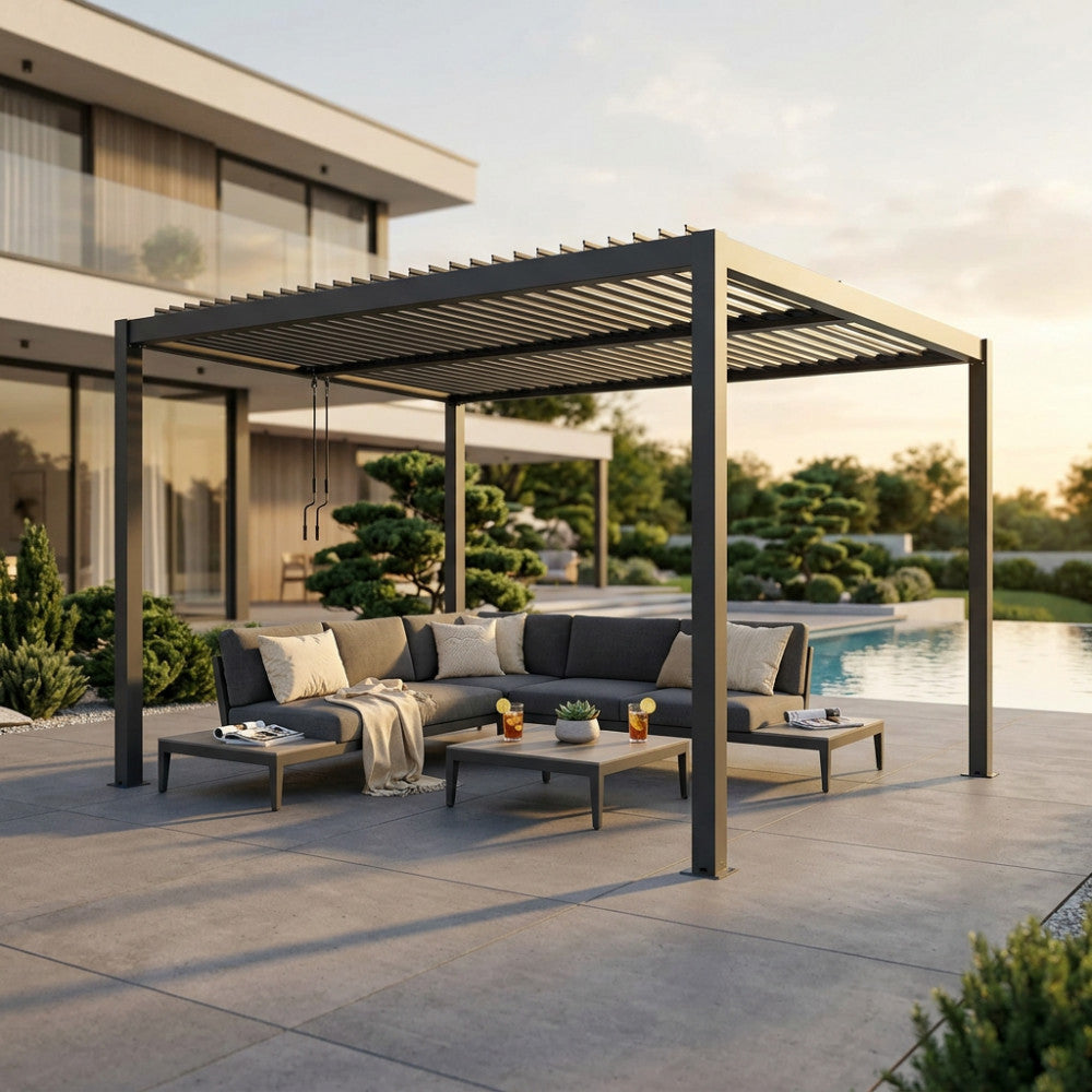 Pergola Bioclimatica 3 x 4 m in Alluminio Grigio Scuro - GA802107-DGRE - foto 3