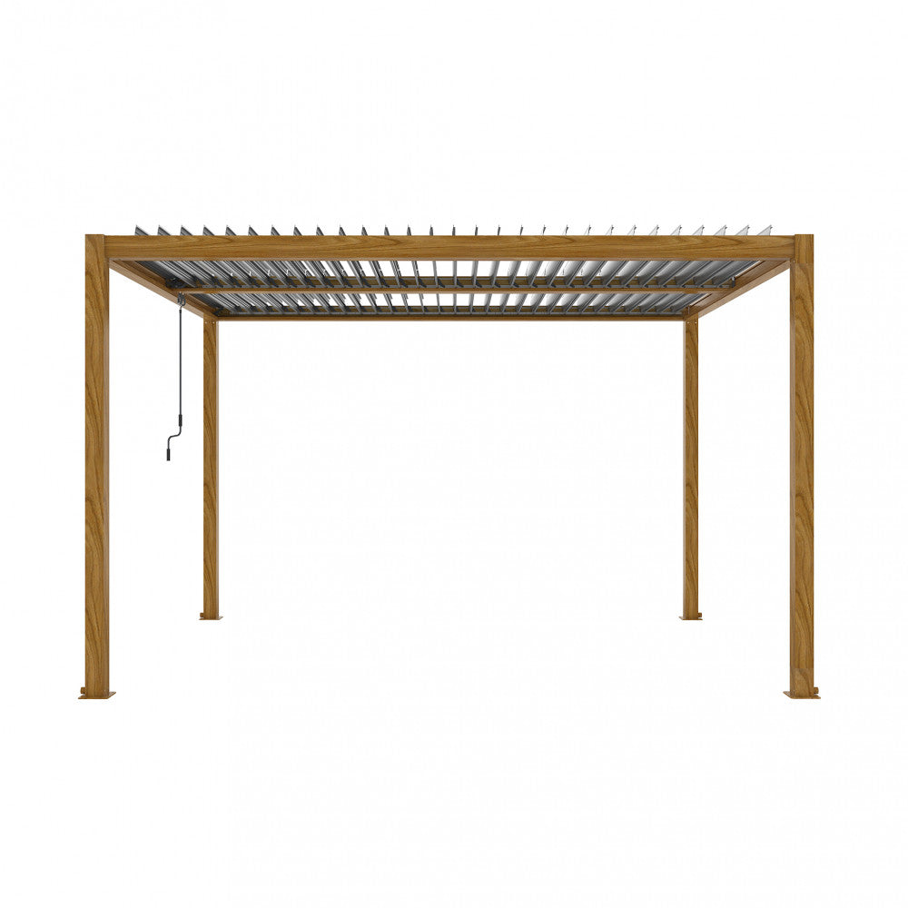 Pergola bioclimatica 3x4 effetto legno by Albert con lamelle orientabili in alluminio