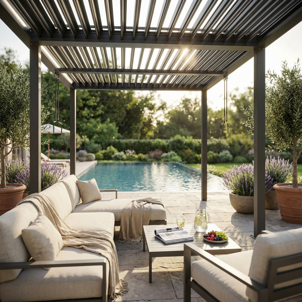 Pergola Bioclimatica 5,8 x 3 m in Alluminio Grigio Scuro - GA802140-DGRE - foto 2