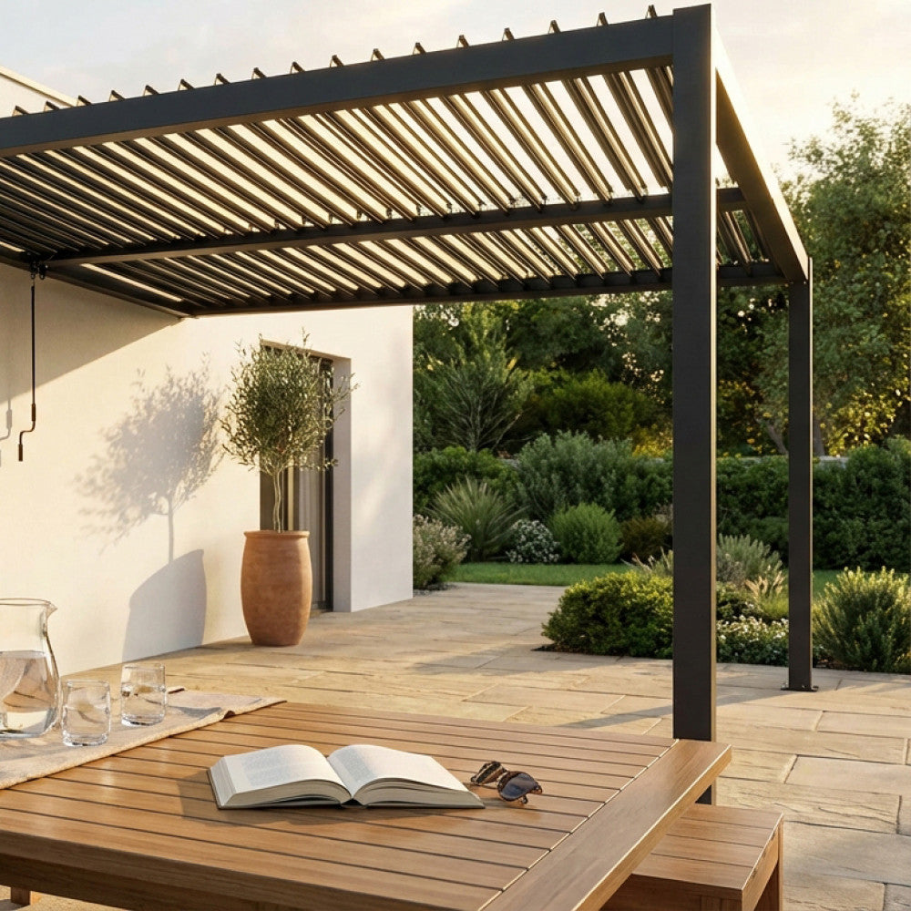 Pergola Bioclimatica Addossata 3 x 2,5 in Alluminio Grigio Scuro - GA802177-DGRE - foto 2