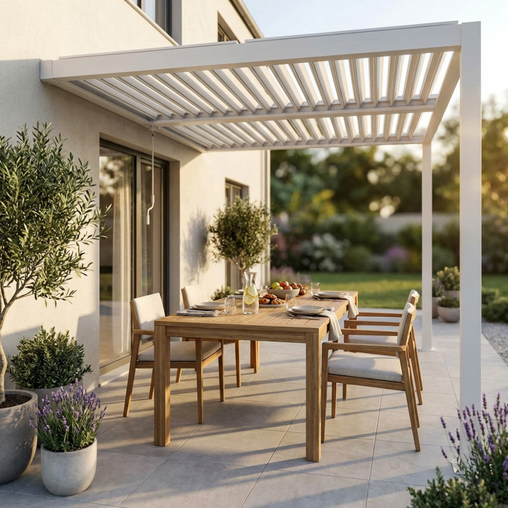 Pergola Bioclimatica Addossata 4 x 2,5 in Alluminio Bianco - GA802178-BIAN - foto 2