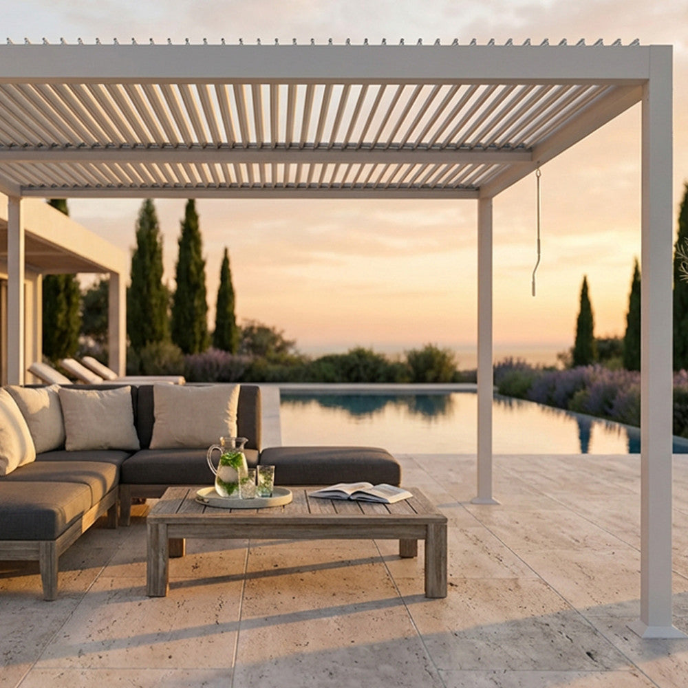 Pergola Bioclimatica Elle 3 x 3 m in Alluminio Bianco - GA802128-BIAN - foto 2