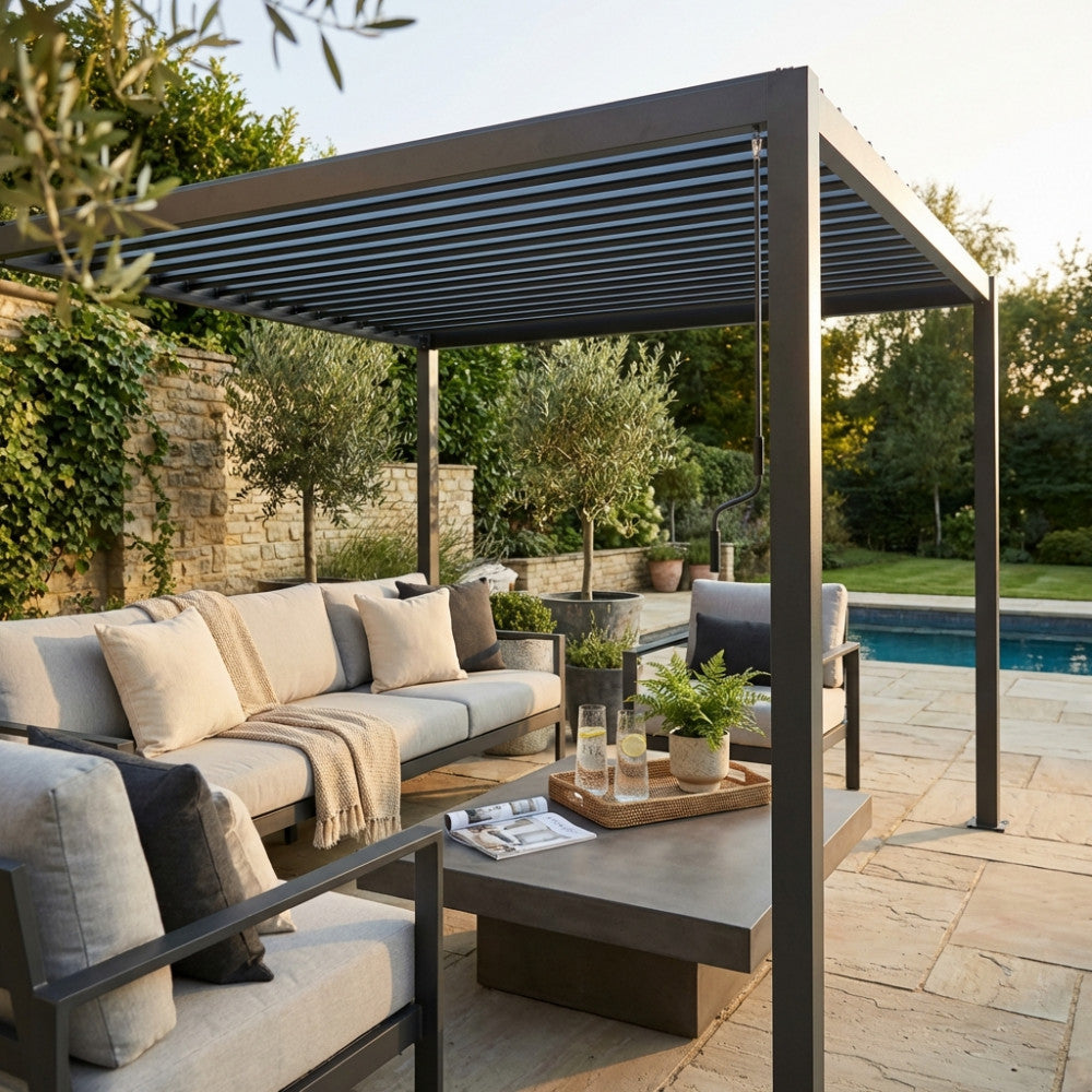 Pergola Bioclimatica Manuale 2 x 3 in Alluminio Grigio Scuro - GA802187-DGRE