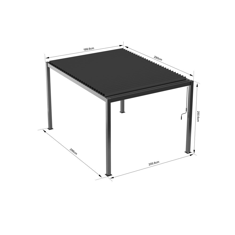 Pergola Bioclimatica Manuale 2 x 3 in Alluminio Grigio Scuro - GA802187-DGRE - foto 3