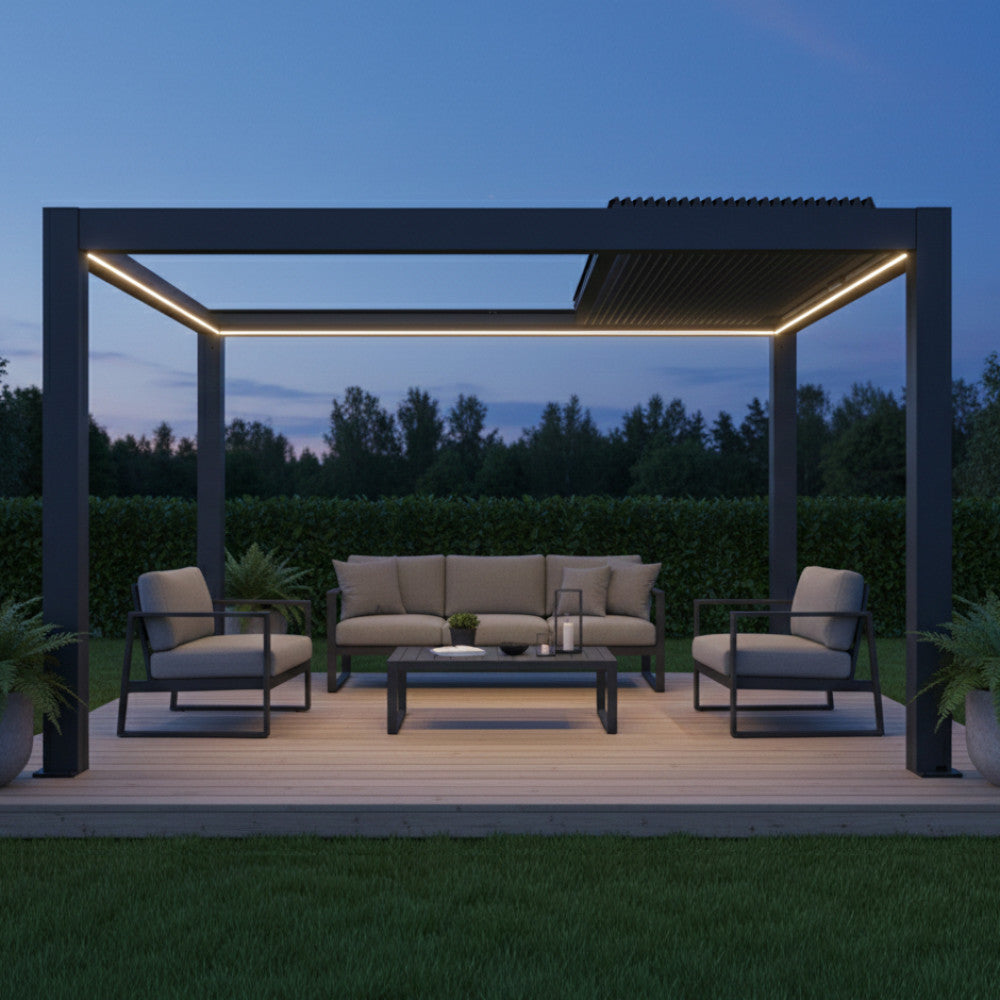 Pergola Bioclimatica Motorizzata 3 x 4 in Alluminio Antracite - GA802194-DGRE - foto 2